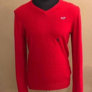 Hollister Mens Sweater Red Large Vneck Sweatshirt